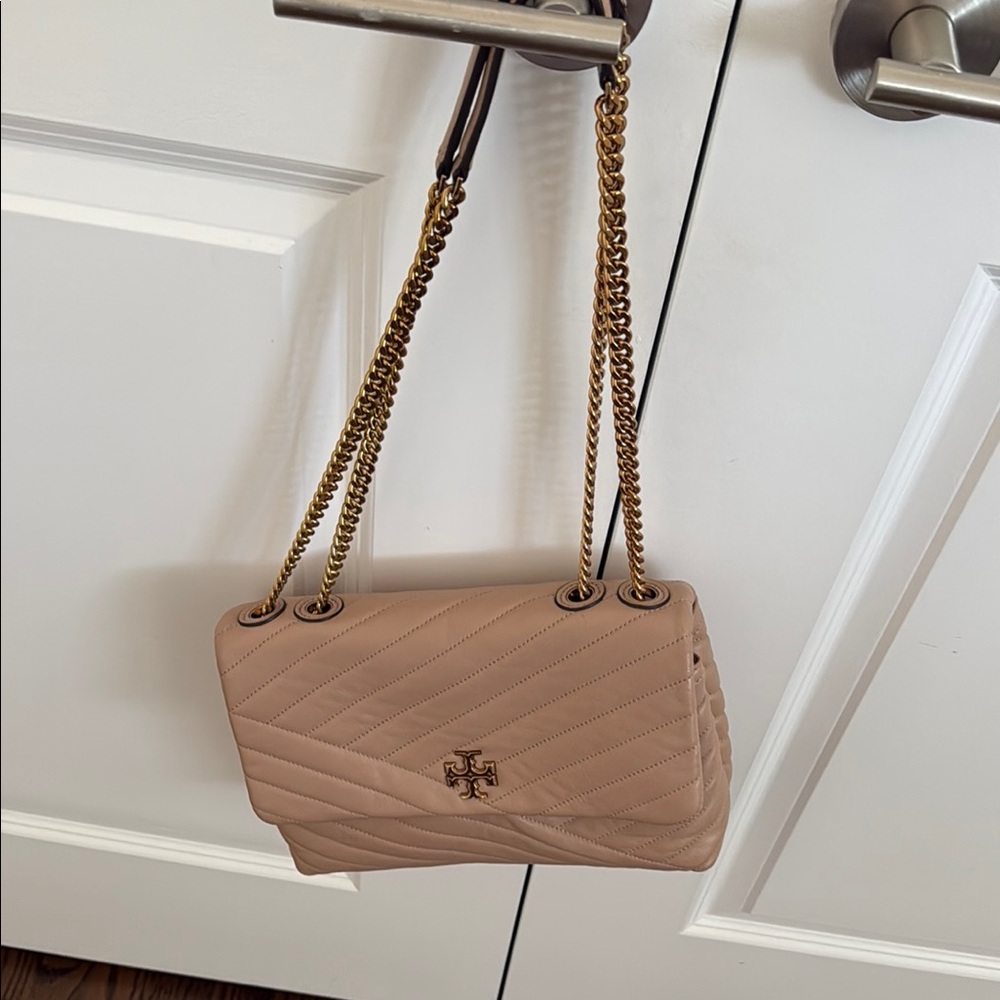 Tory Burch Kira Tan Quilted Leather Shoulder Bag